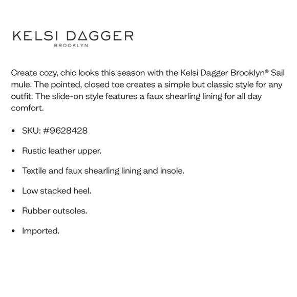 NIB Kelsi Dagger Sail 8M Sherp Lined Mules Rustic Leather Faux Shearling n - Picture 8 of 10